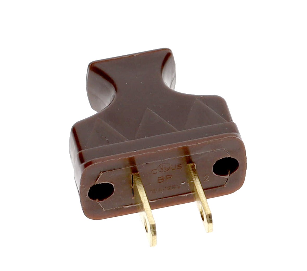 B&P Lamp Brand Early Shark Tooth Bakelite Style Straight Blade Plug, Polarized, Brown (48581B)