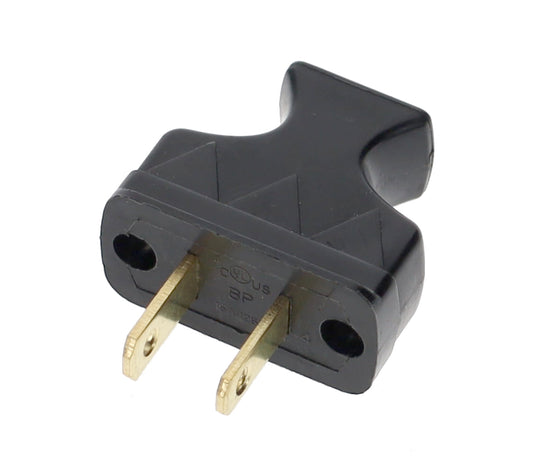 B&P Lamp Brand Early Shark Tooth Bakelite Style Straight Blade Plug, Polarized, Black (48581BK)