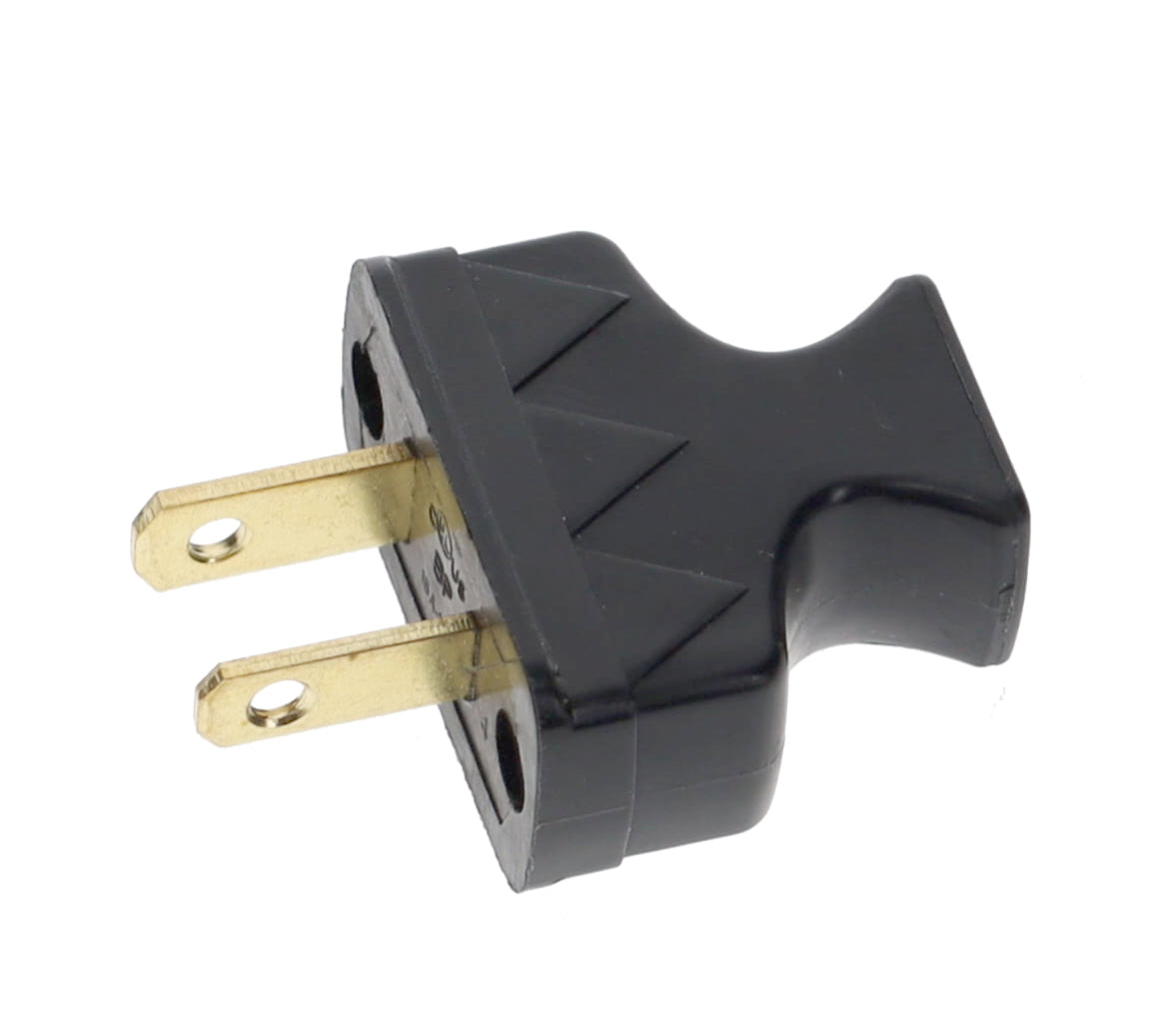 B&P Lamp Brand Early Shark Tooth Bakelite Style Straight Blade Plug, Polarized, Black (48581BK)