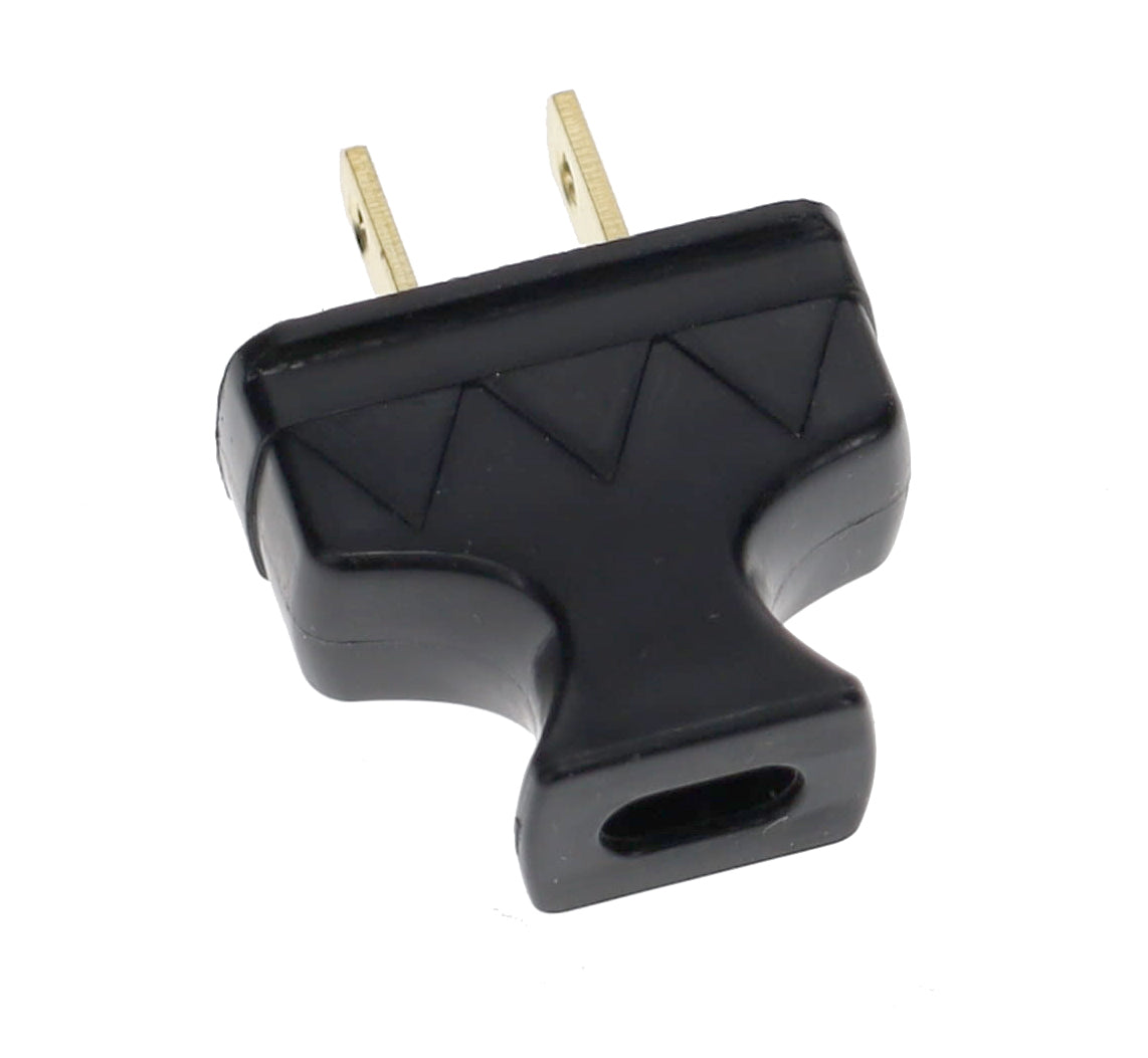 B&P Lamp Brand Early Shark Tooth Bakelite Style Straight Blade Plug, Polarized, Black (48581BK)