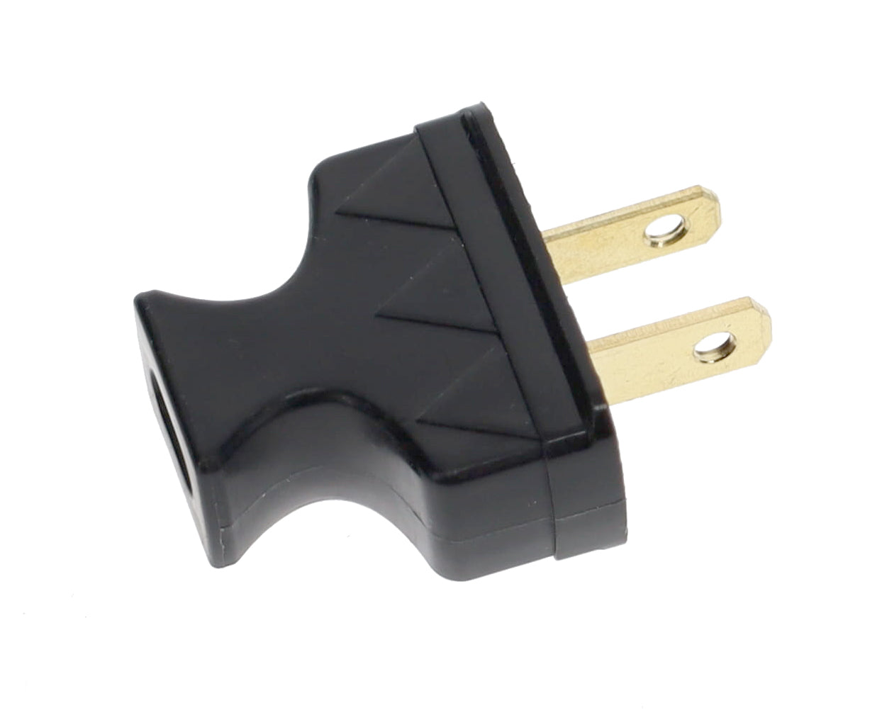 B&P Lamp Brand Early Shark Tooth Bakelite Style Straight Blade Plug, Polarized, Black (48581BK)