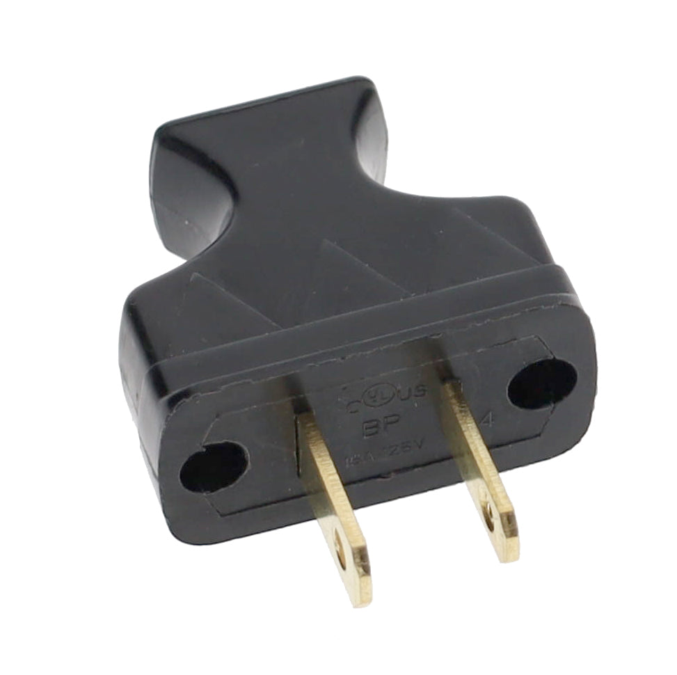 B&P Lamp Brand Early Shark Tooth Bakelite Style Straight Blade Plug, Polarized, Black (48581BK)