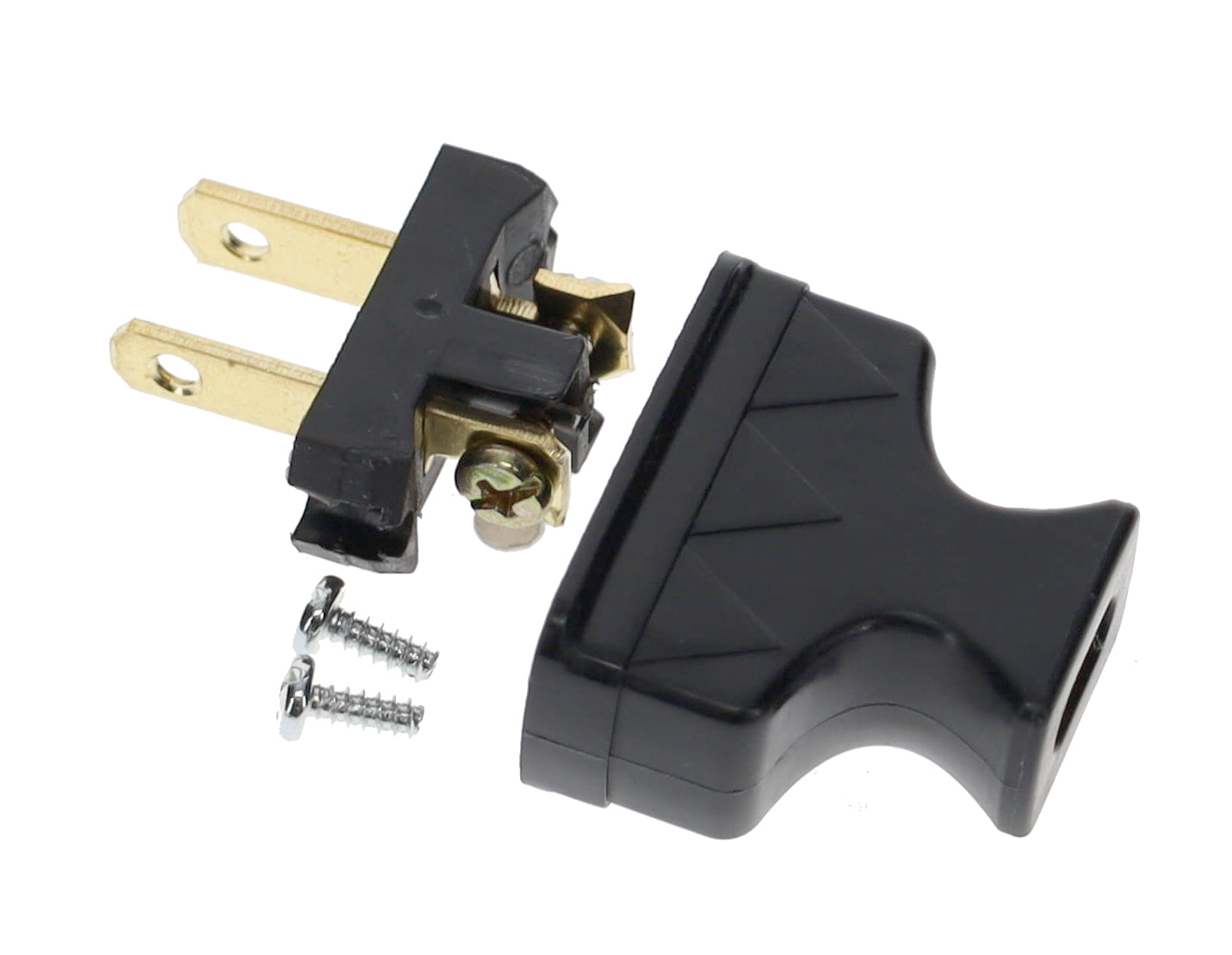 B&P Lamp Brand Early Shark Tooth Bakelite Style Straight Blade Plug, Polarized, Black (48581BK)