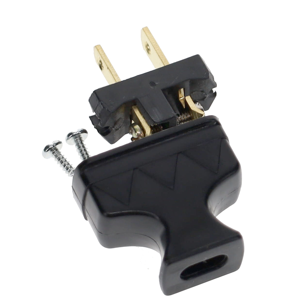 B&P Lamp Brand Early Shark Tooth Bakelite Style Straight Blade Plug, Polarized, Black (48581BK)