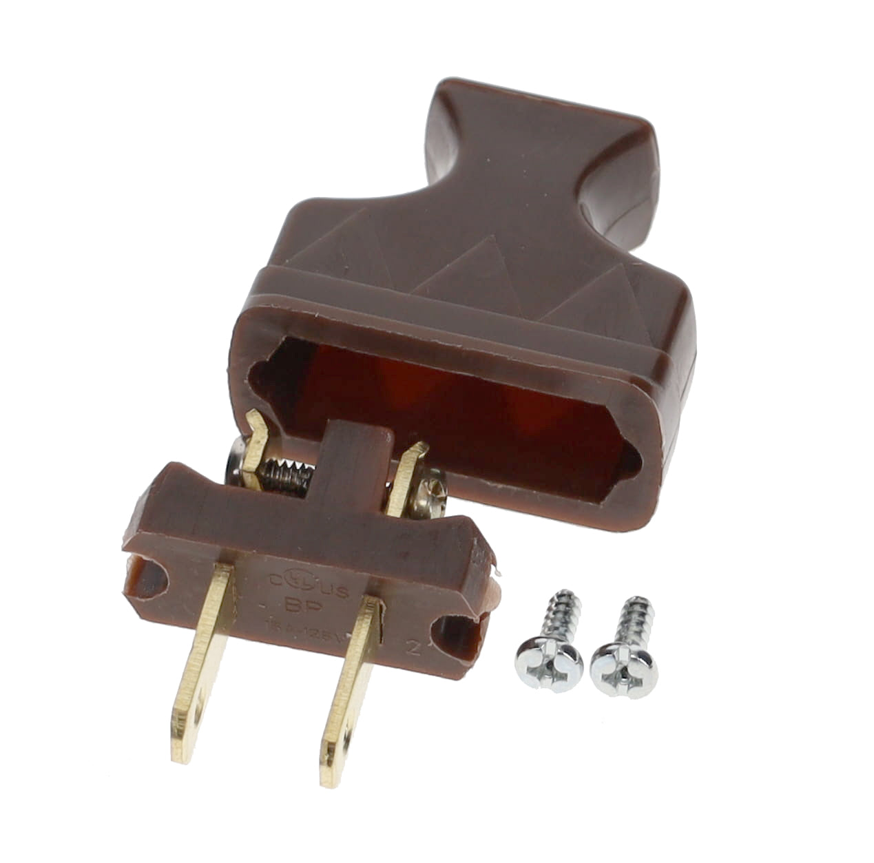 B&P Lamp Brand Early Shark Tooth Bakelite Style Straight Blade Plug, Polarized, Brown (48581B)