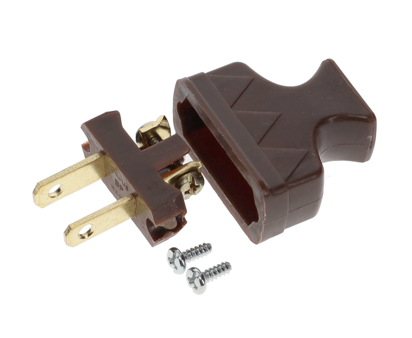 B&P Lamp Brand Early Shark Tooth Bakelite Style Straight Blade Plug, Polarized, Brown (48581B)