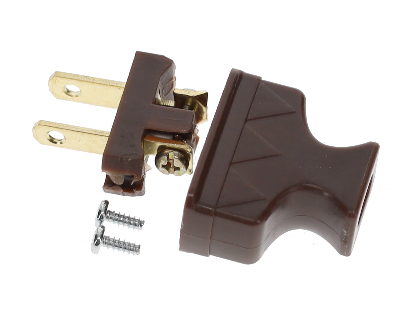 B&P Lamp Brand Early Shark Tooth Bakelite Style Straight Blade Plug, Polarized, Brown (48581B)