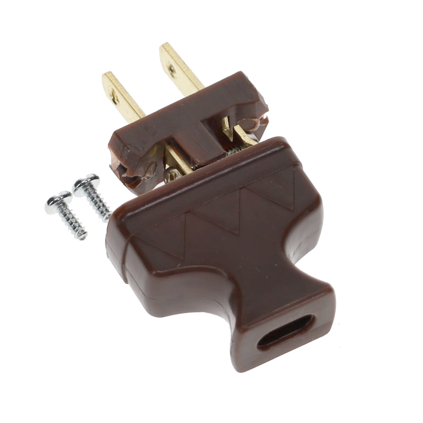 B&P Lamp Brand Early Shark Tooth Bakelite Style Straight Blade Plug, Polarized, Brown (48581B)