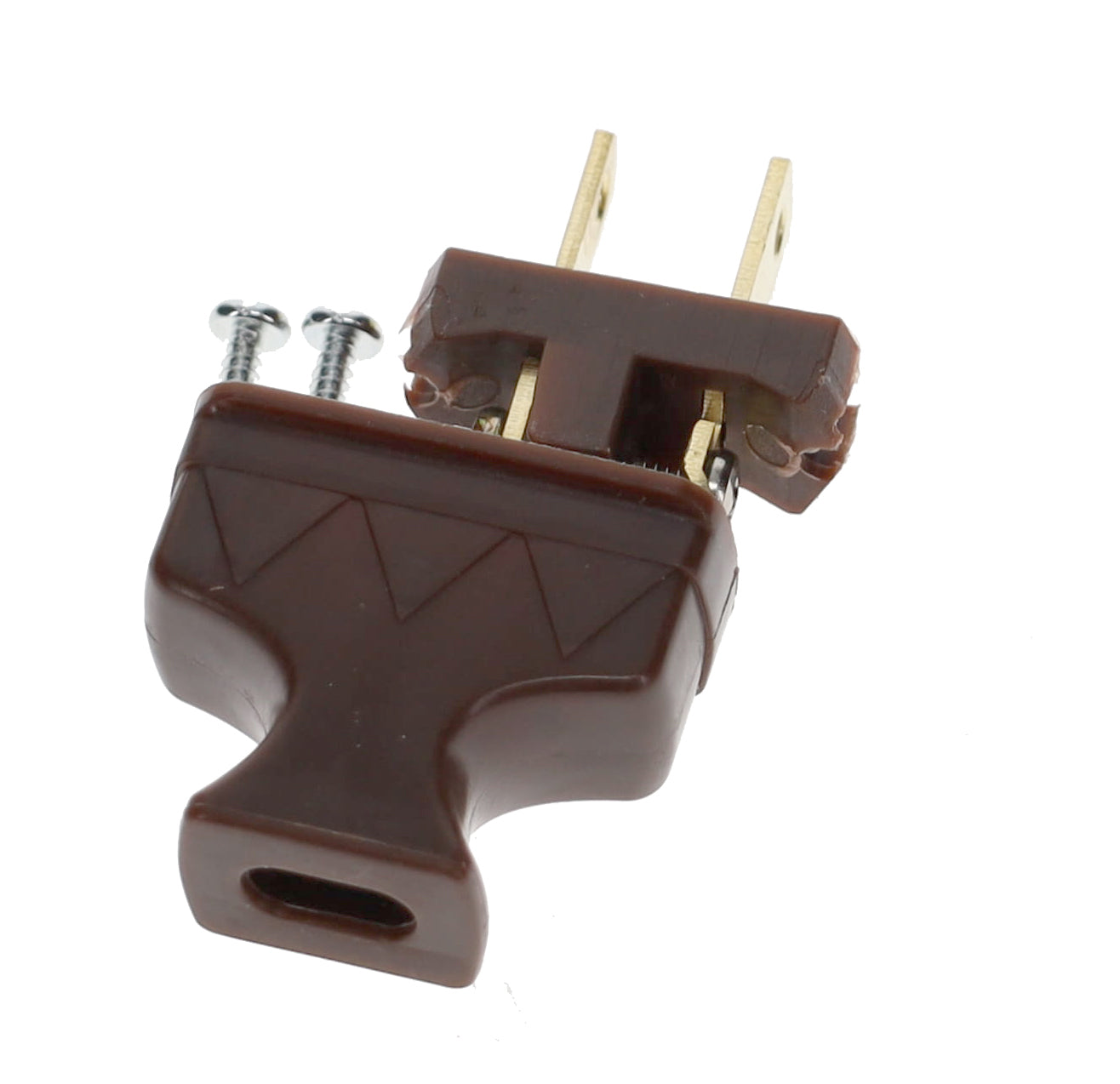 B&P Lamp Brand Early Shark Tooth Bakelite Style Straight Blade Plug, Polarized, Brown (48581B)