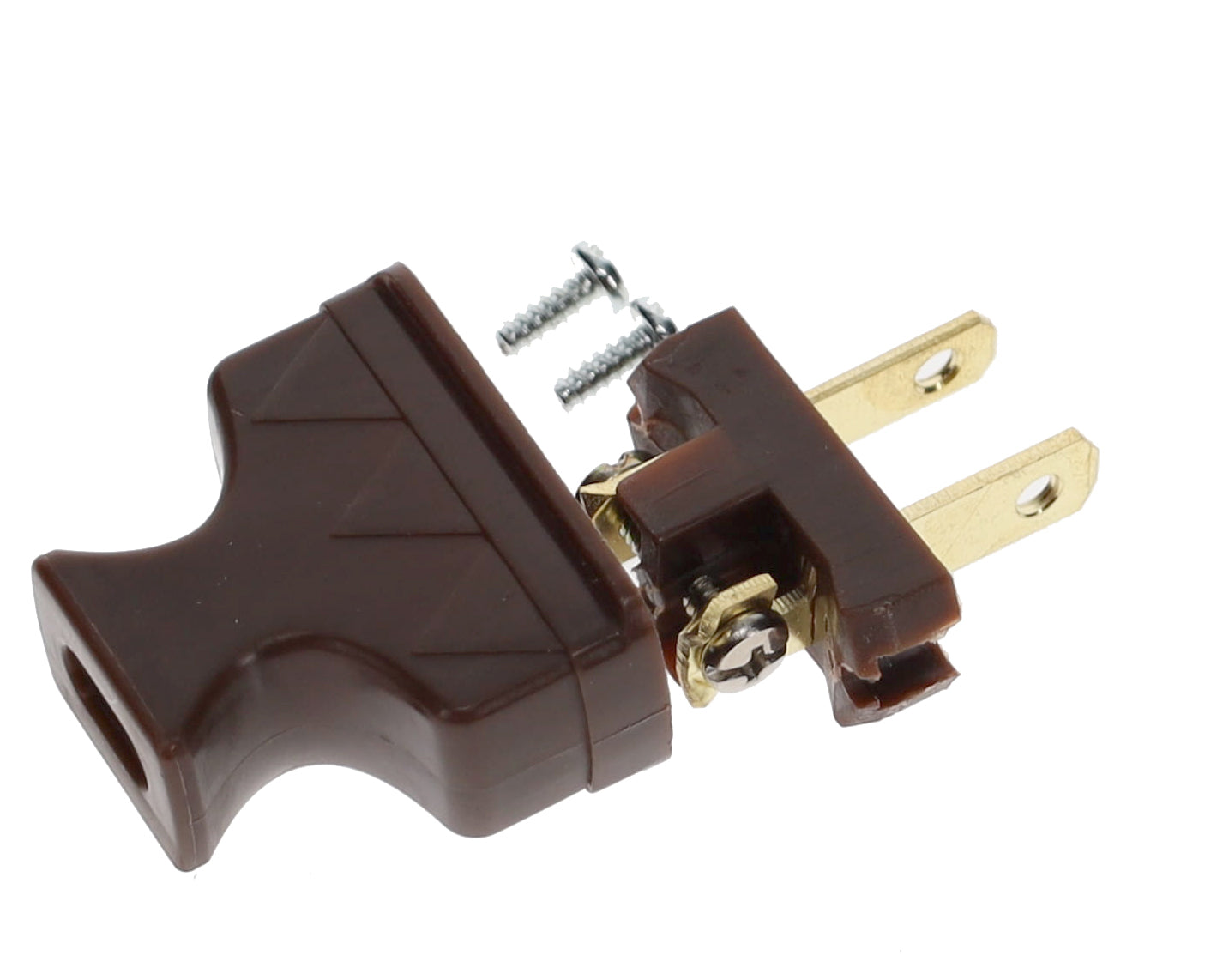 B&P Lamp Brand Early Shark Tooth Bakelite Style Straight Blade Plug, Polarized, Brown (48581B)