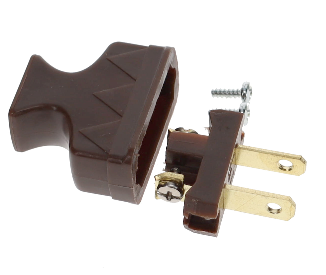 B&P Lamp Brand Early Shark Tooth Bakelite Style Straight Blade Plug, Polarized, Brown (48581B)