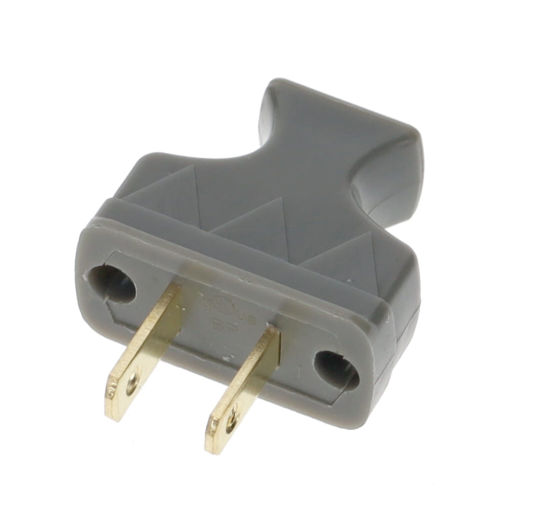 B&P Lamp Brand Early Shark Tooth Bakelite Style Straight Blade Plug, Polarized, Grey (48581G)