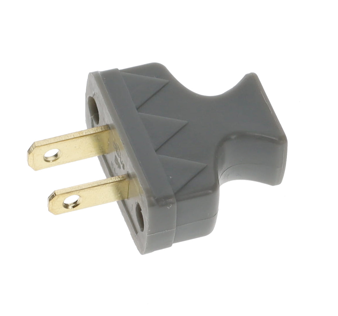 B&P Lamp Brand Early Shark Tooth Bakelite Style Straight Blade Plug, Polarized, Grey (48581G)