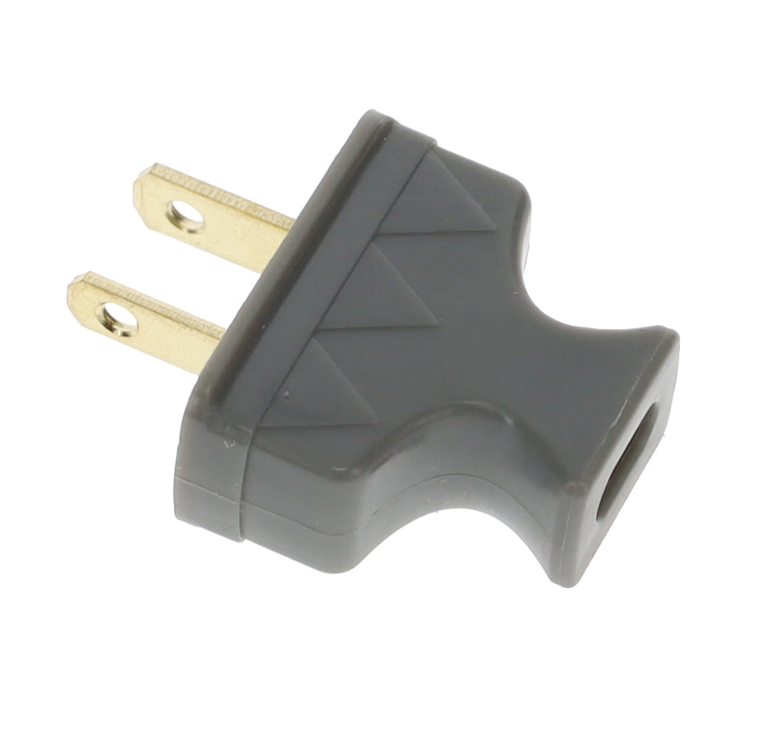 B&P Lamp Brand Early Shark Tooth Bakelite Style Straight Blade Plug, Polarized, Grey (48581G)