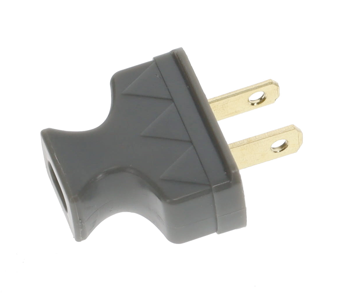 B&P Lamp Brand Early Shark Tooth Bakelite Style Straight Blade Plug, Polarized, Grey (48581G)
