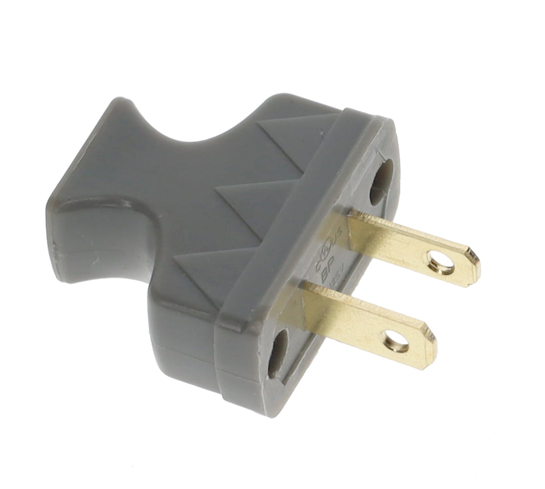 B&P Lamp Brand Early Shark Tooth Bakelite Style Straight Blade Plug, Polarized, Grey (48581G)