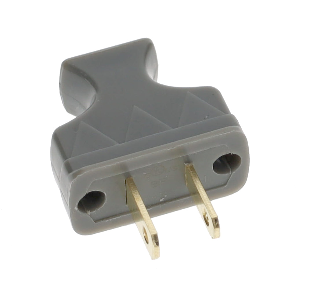 B&P Lamp Brand Early Shark Tooth Bakelite Style Straight Blade Plug, Polarized, Grey (48581G)