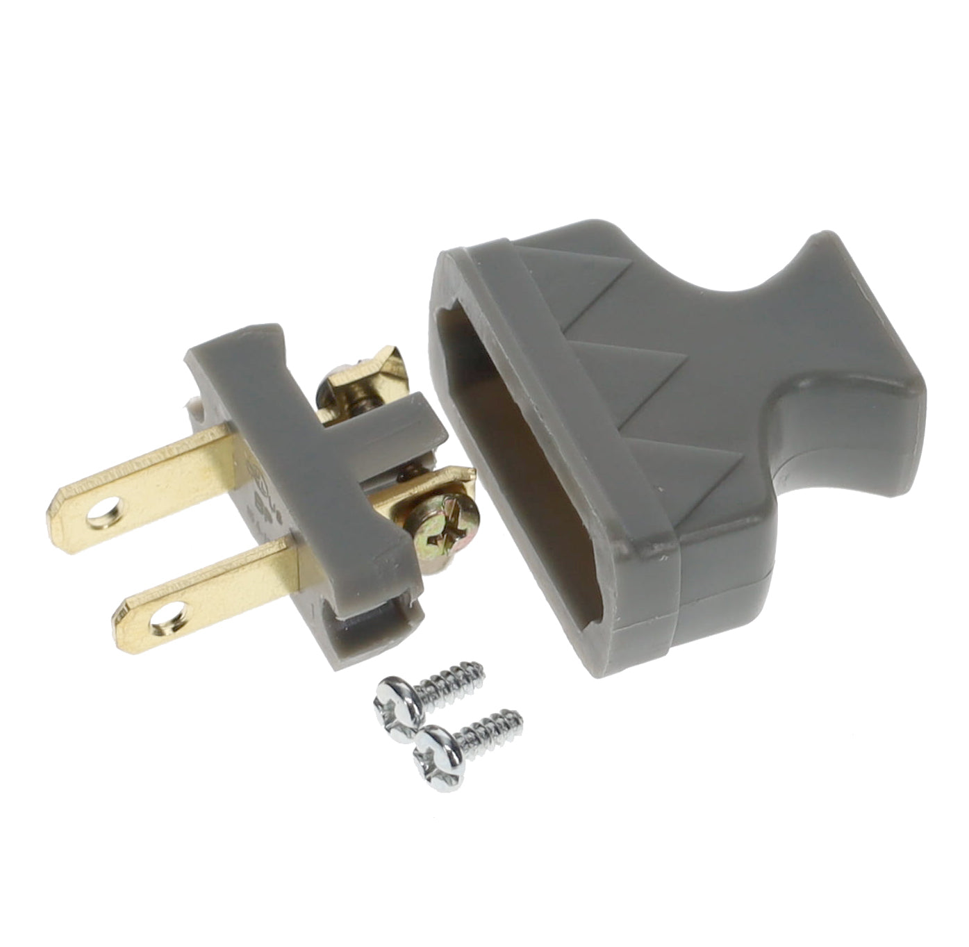 B&P Lamp Brand Early Shark Tooth Bakelite Style Straight Blade Plug, Polarized, Grey (48581G)