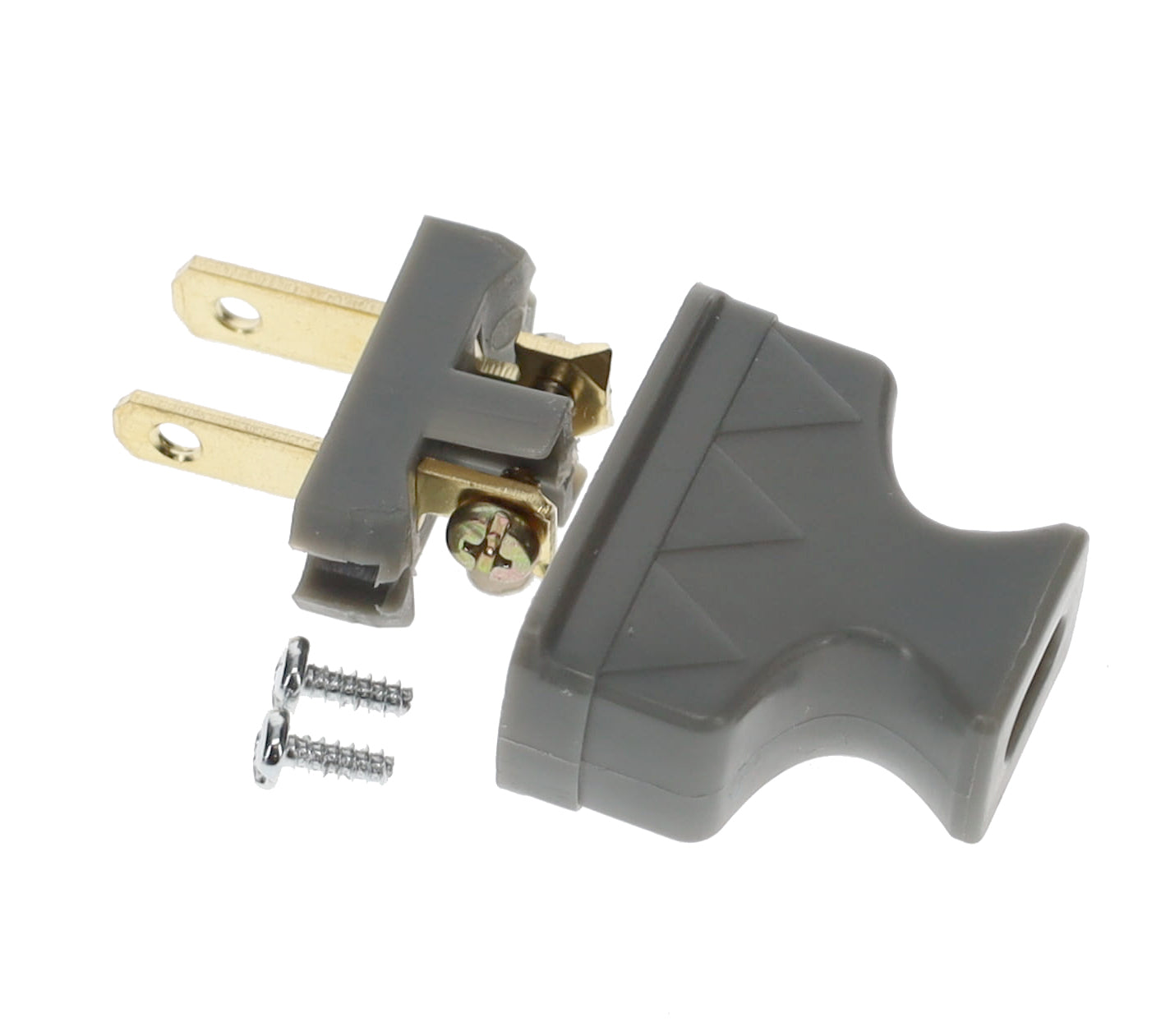 B&P Lamp Brand Early Shark Tooth Bakelite Style Straight Blade Plug, Polarized, Grey (48581G)