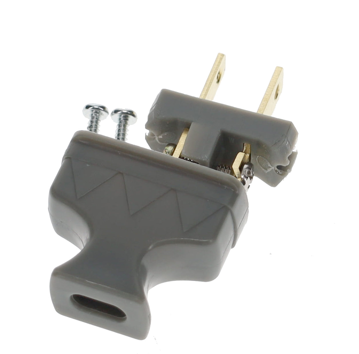 B&P Lamp Brand Early Shark Tooth Bakelite Style Straight Blade Plug, Polarized, Grey (48581G)