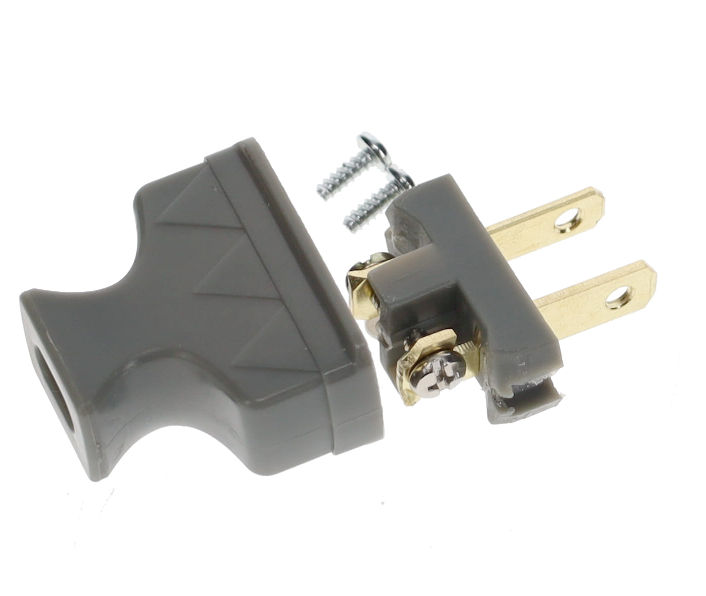 B&P Lamp Brand Early Shark Tooth Bakelite Style Straight Blade Plug, Polarized, Grey (48581G)