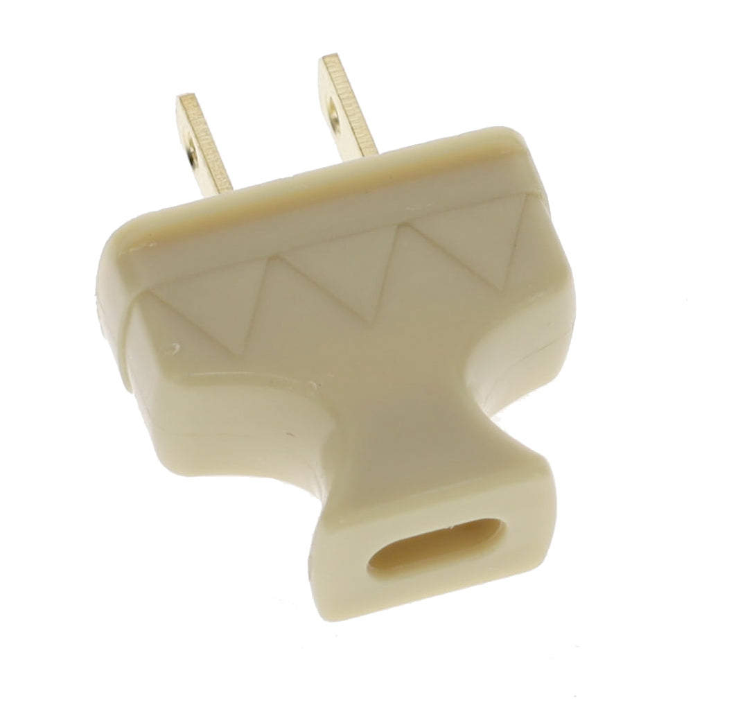 B&P Lamp Brand Early Shark Tooth Bakelite Style Straight Blade Plug, Polarized, Ivory (48581V)