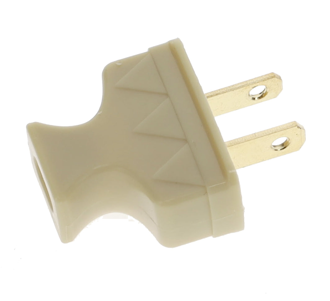 B&P Lamp Brand Early Shark Tooth Bakelite Style Straight Blade Plug, Polarized, Ivory (48581V)