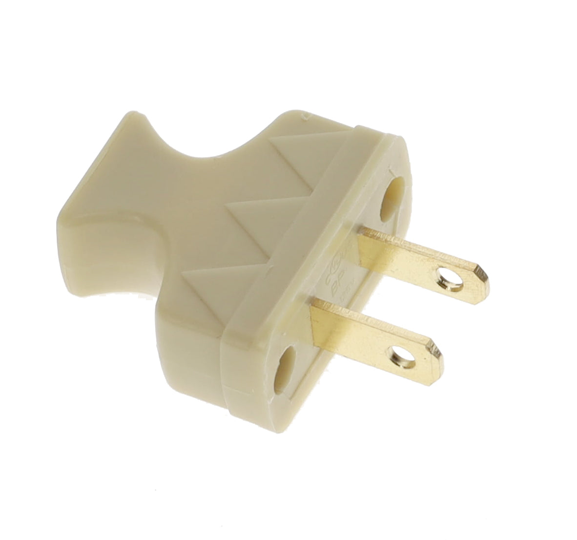 B&P Lamp Brand Early Shark Tooth Bakelite Style Straight Blade Plug, Polarized, Ivory (48581V)