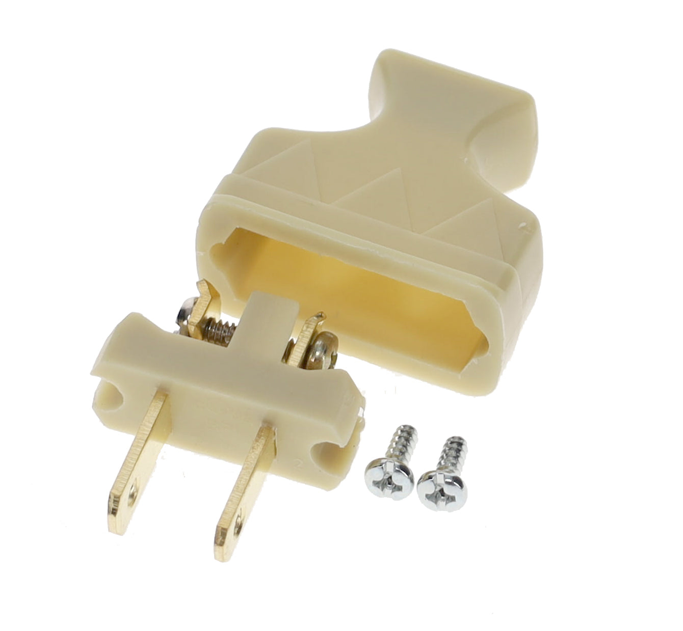 B&P Lamp Brand Early Shark Tooth Bakelite Style Straight Blade Plug, Polarized, Ivory (48581V)