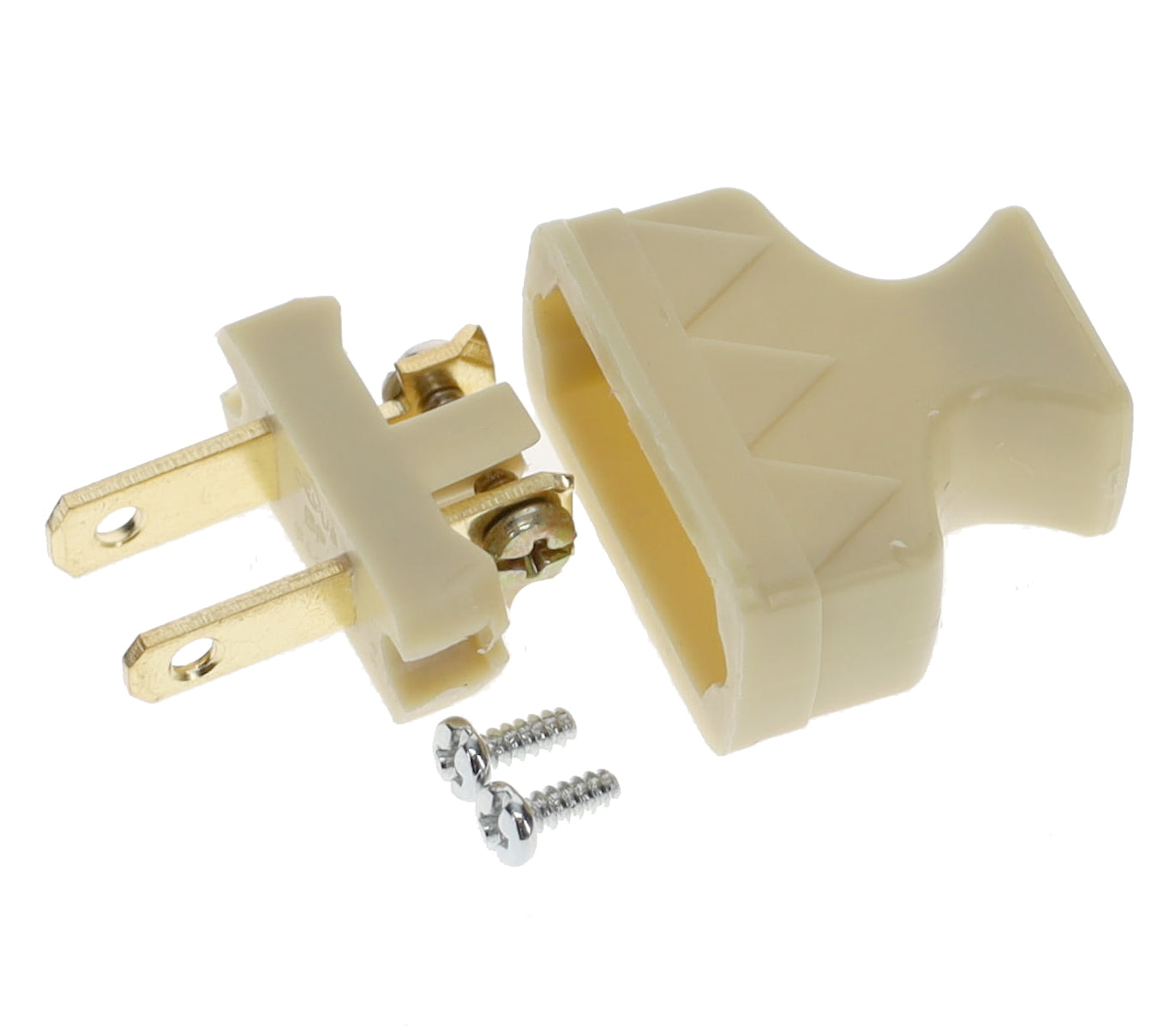 B&P Lamp Brand Early Shark Tooth Bakelite Style Straight Blade Plug, Polarized, Ivory (48581V)