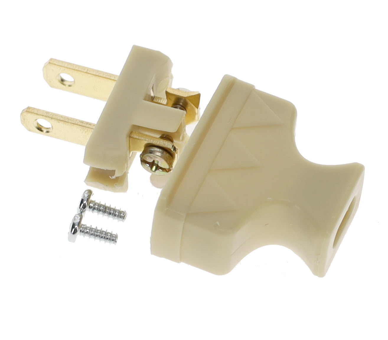 B&P Lamp Brand Early Shark Tooth Bakelite Style Straight Blade Plug, Polarized, Ivory (48581V)