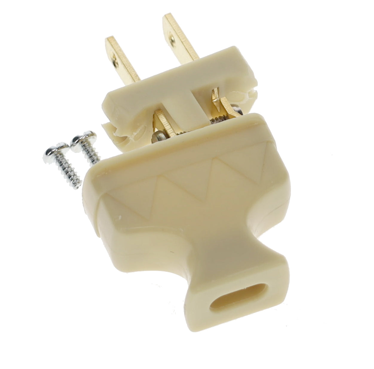 B&P Lamp Brand Early Shark Tooth Bakelite Style Straight Blade Plug, Polarized, Ivory (48581V)