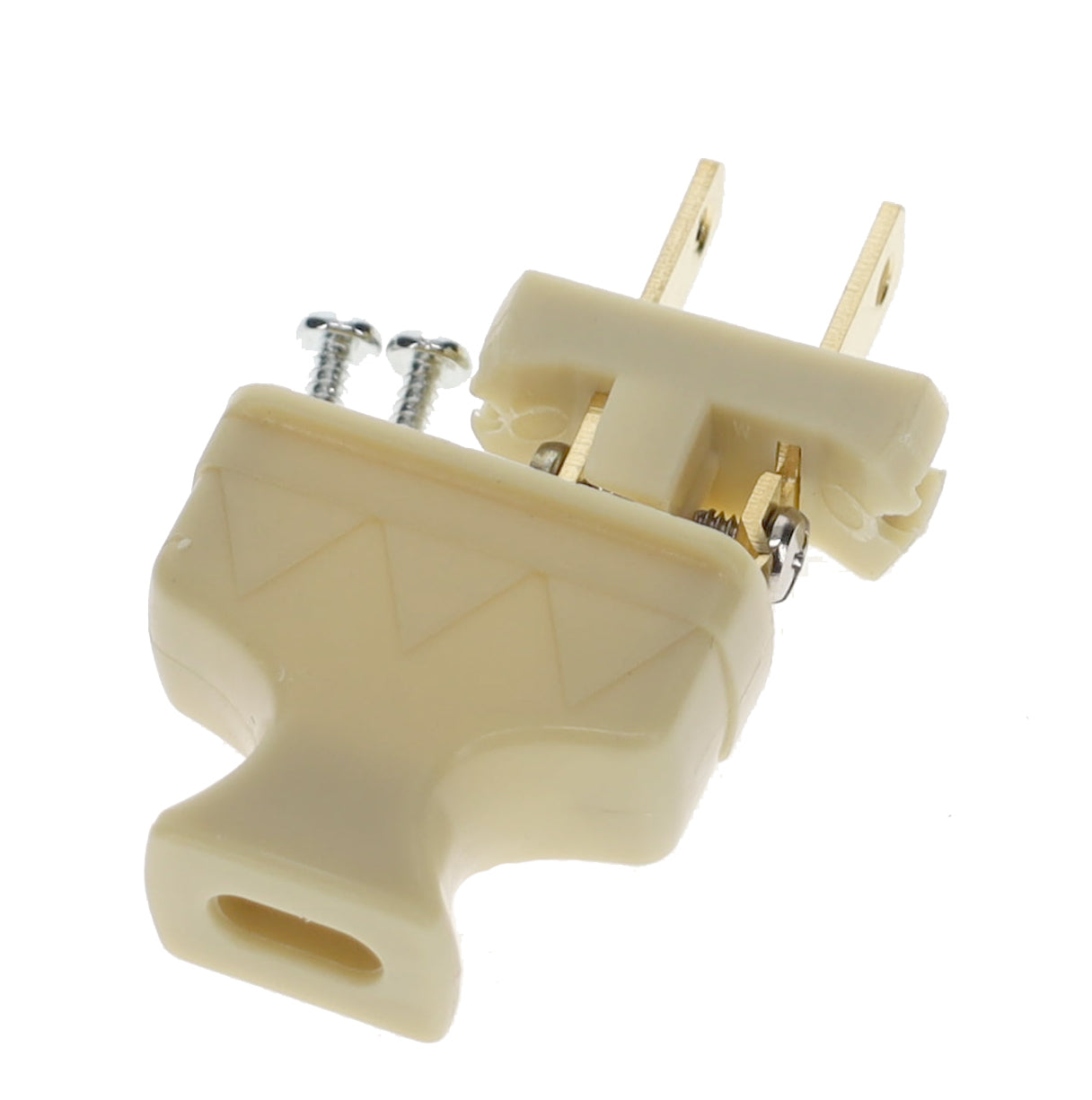 B&P Lamp Brand Early Shark Tooth Bakelite Style Straight Blade Plug, Polarized, Ivory (48581V)