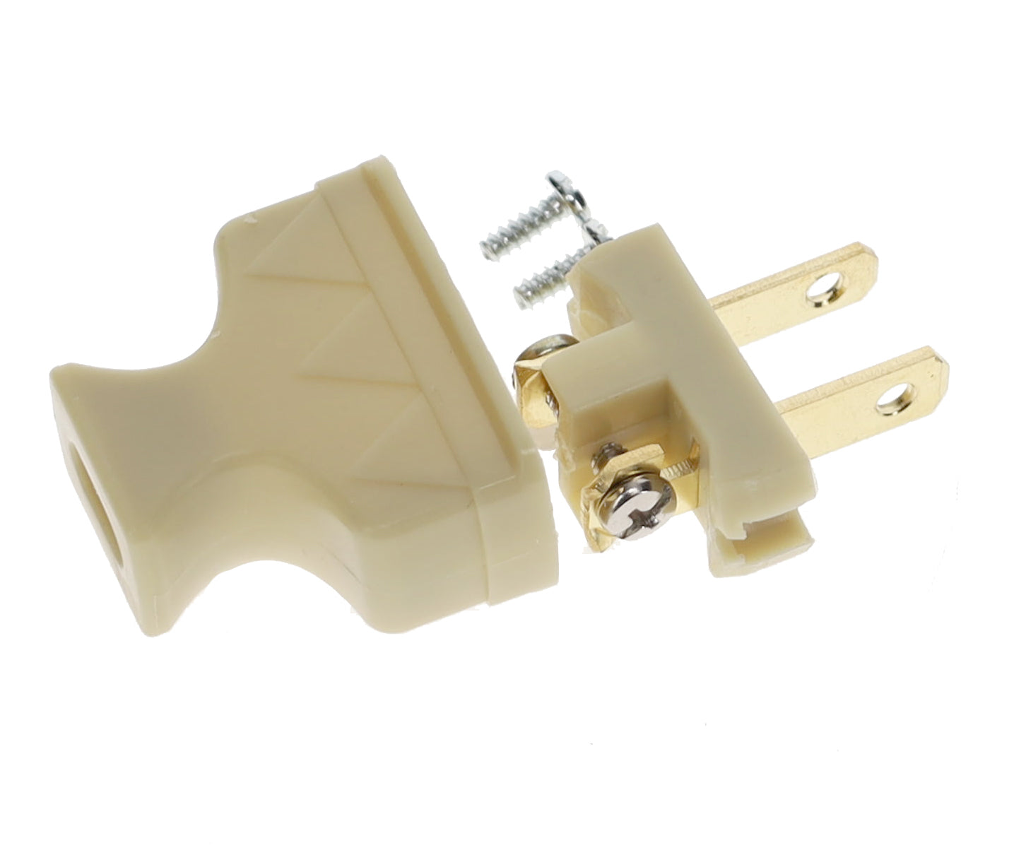 B&P Lamp Brand Early Shark Tooth Bakelite Style Straight Blade Plug, Polarized, Ivory (48581V)