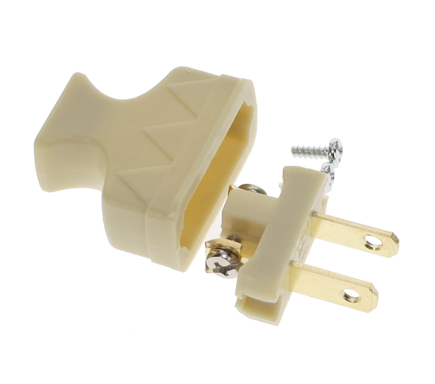 B&P Lamp Brand Early Shark Tooth Bakelite Style Straight Blade Plug, Polarized, Ivory (48581V)