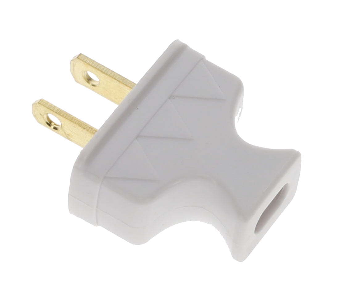 B&P Lamp Brand Early Shark Tooth Bakelite Style Straight Blade Plug, Polarized, White (48581W)