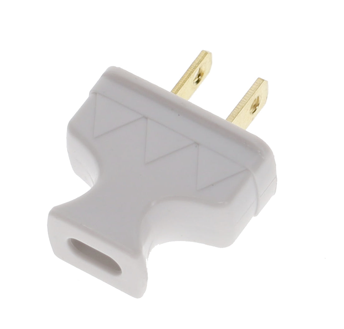 B&P Lamp Brand Early Shark Tooth Bakelite Style Straight Blade Plug, Polarized, White (48581W)