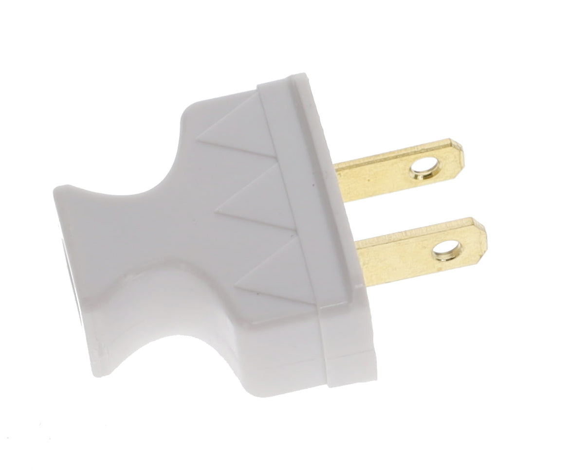 B&P Lamp Brand Early Shark Tooth Bakelite Style Straight Blade Plug, Polarized, White (48581W)
