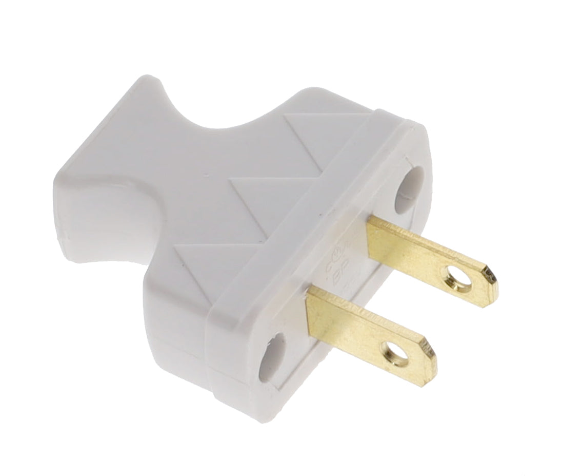 B&P Lamp Brand Early Shark Tooth Bakelite Style Straight Blade Plug, Polarized, White (48581W)