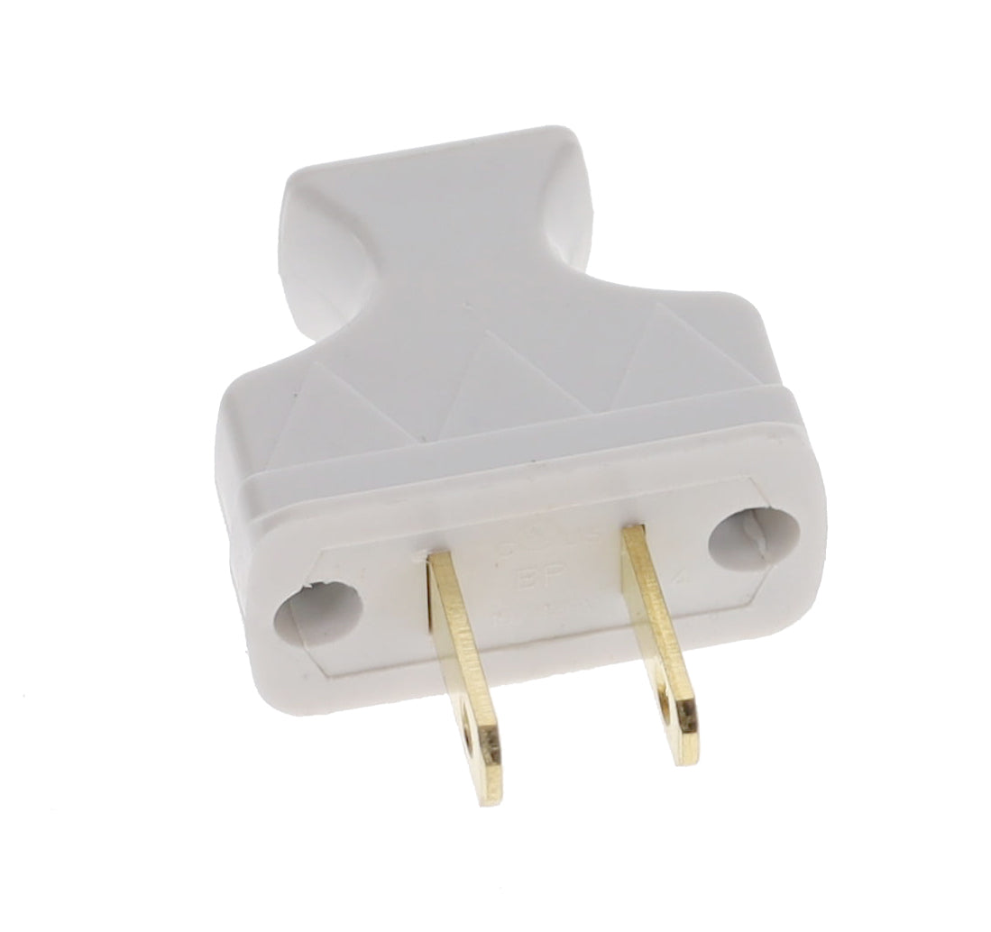 B&P Lamp Brand Early Shark Tooth Bakelite Style Straight Blade Plug, Polarized, White (48581W)