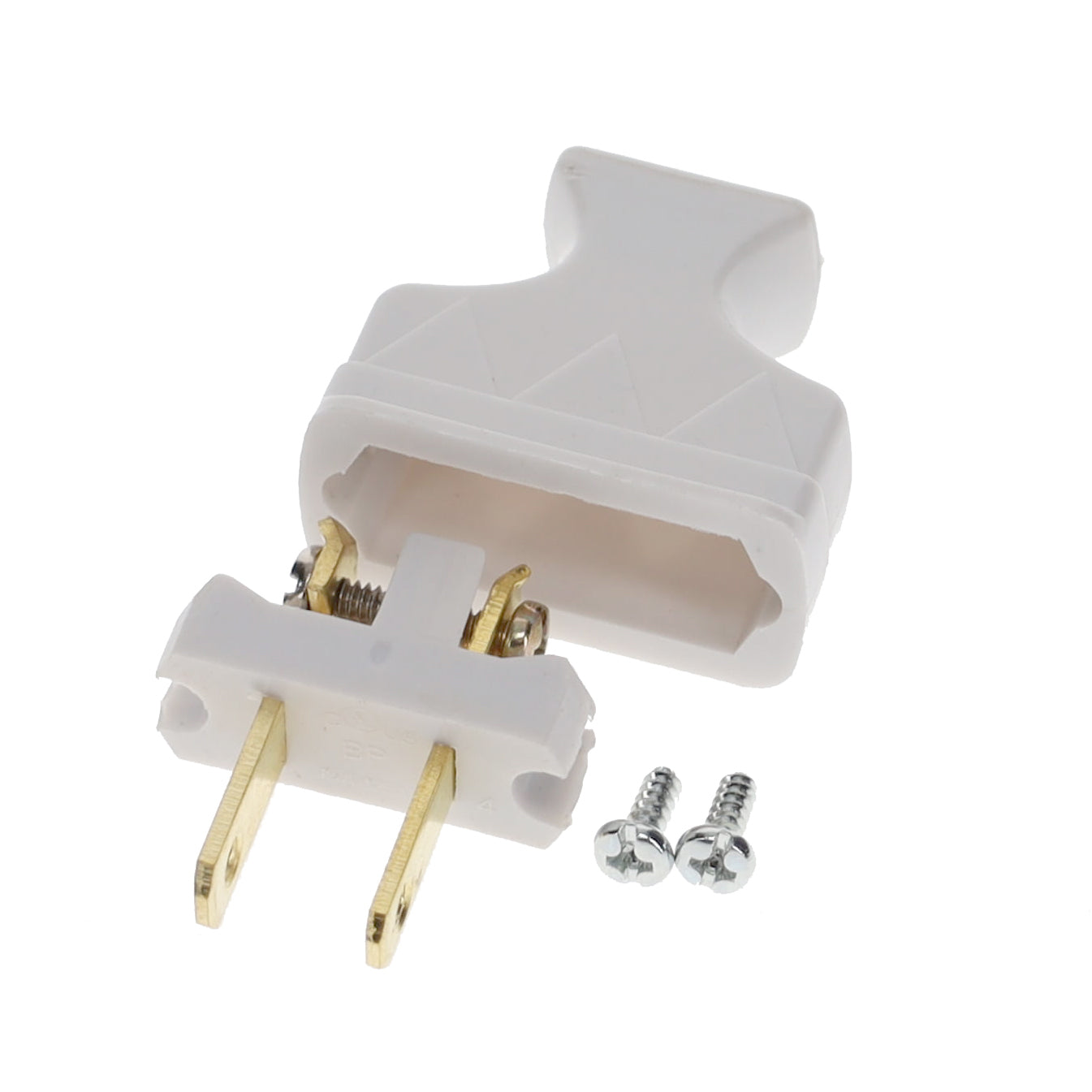 B&P Lamp Brand Early Shark Tooth Bakelite Style Straight Blade Plug, Polarized, White (48581W)