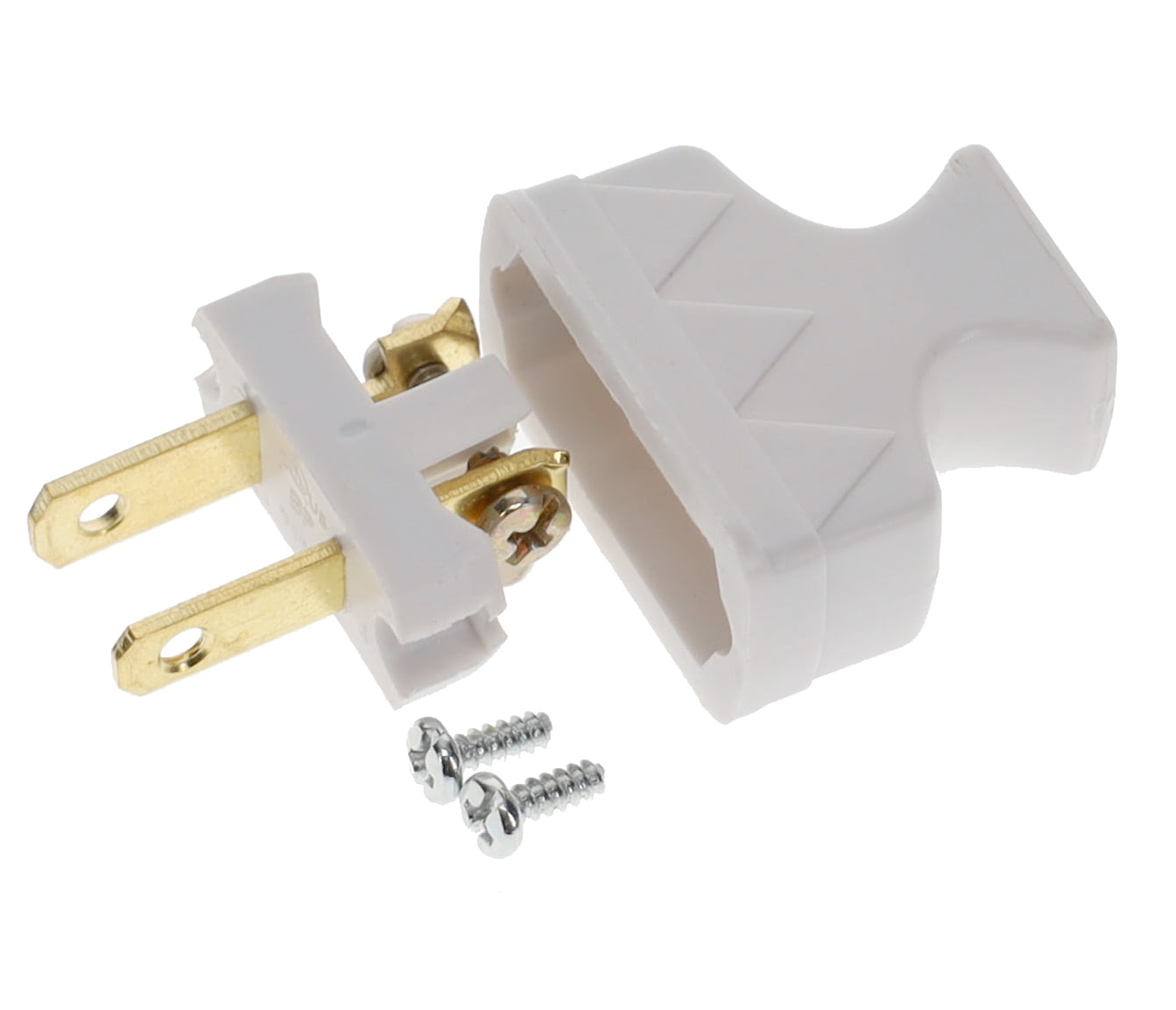 B&P Lamp Brand Early Shark Tooth Bakelite Style Straight Blade Plug, Polarized, White (48581W)