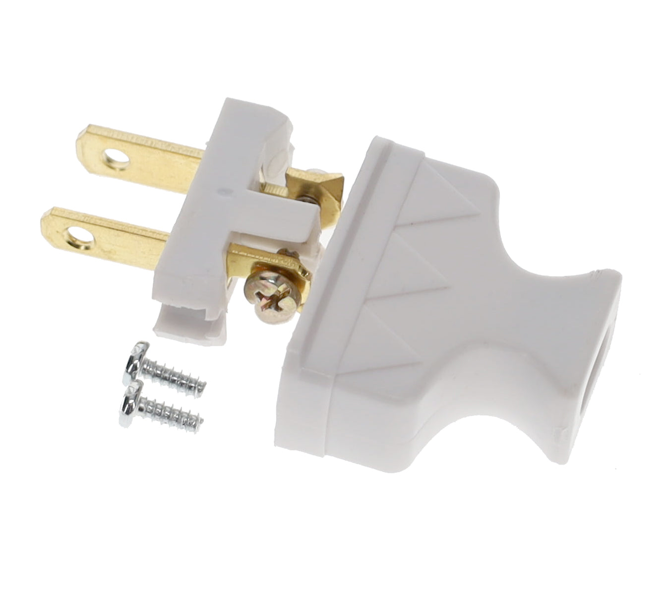 B&P Lamp Brand Early Shark Tooth Bakelite Style Straight Blade Plug, Polarized, White (48581W)