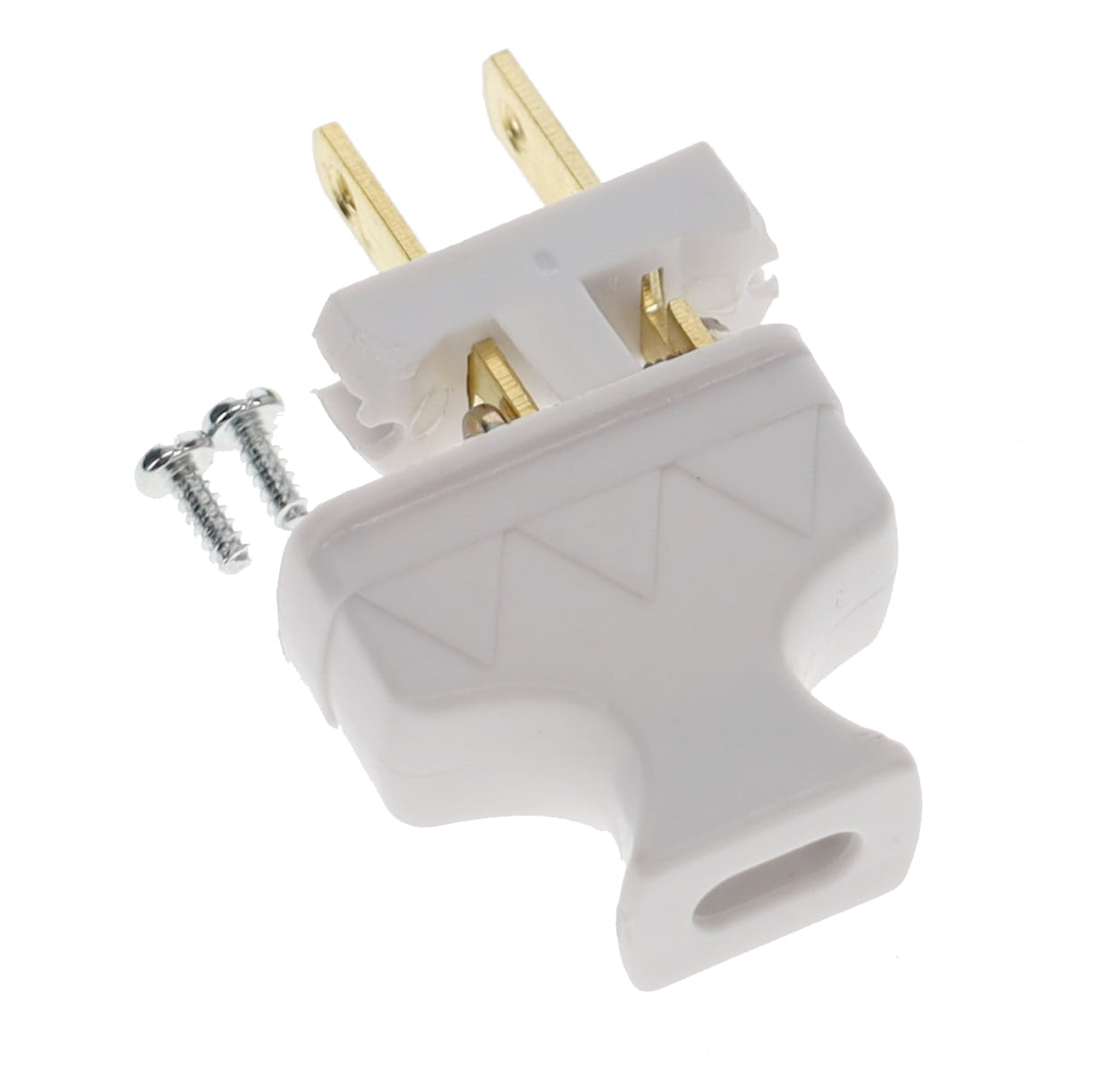 B&P Lamp Brand Early Shark Tooth Bakelite Style Straight Blade Plug, Polarized, White (48581W)