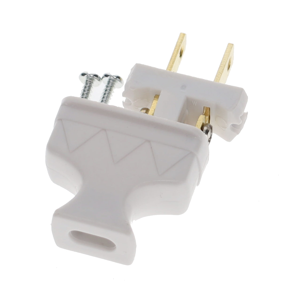 B&P Lamp Brand Early Shark Tooth Bakelite Style Straight Blade Plug, Polarized, White (48581W)