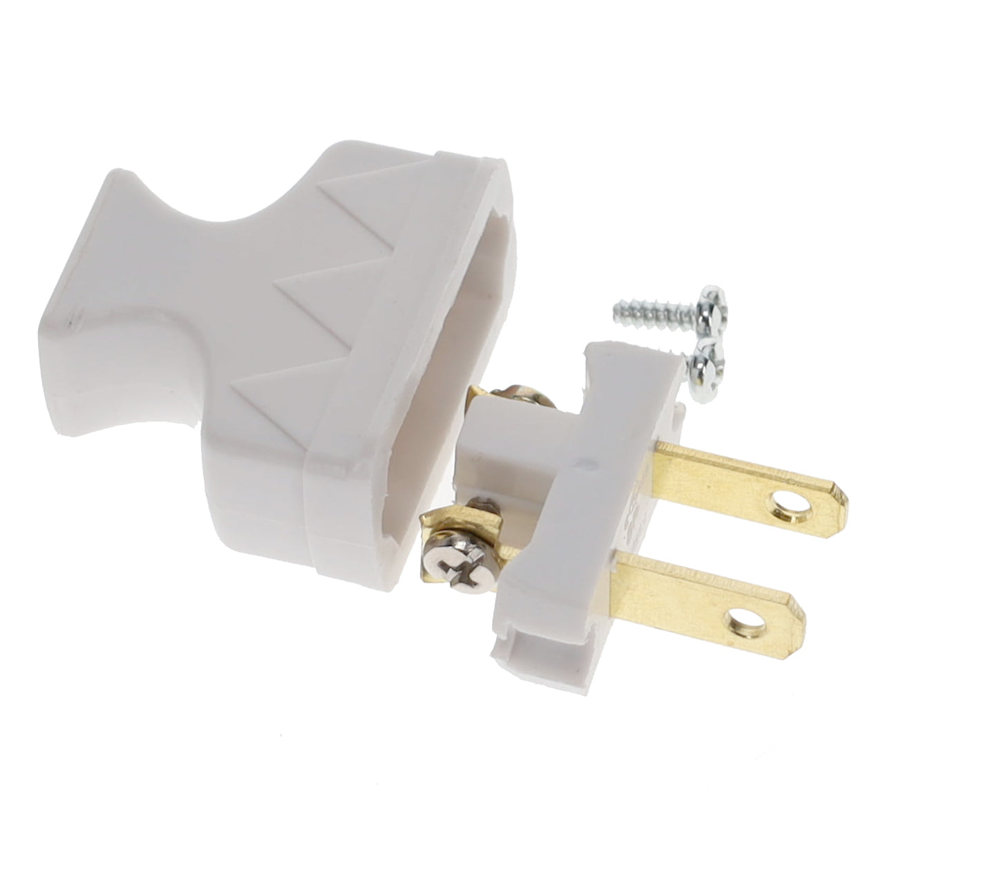 B&P Lamp Brand Early Shark Tooth Bakelite Style Straight Blade Plug, Polarized, White (48581W)