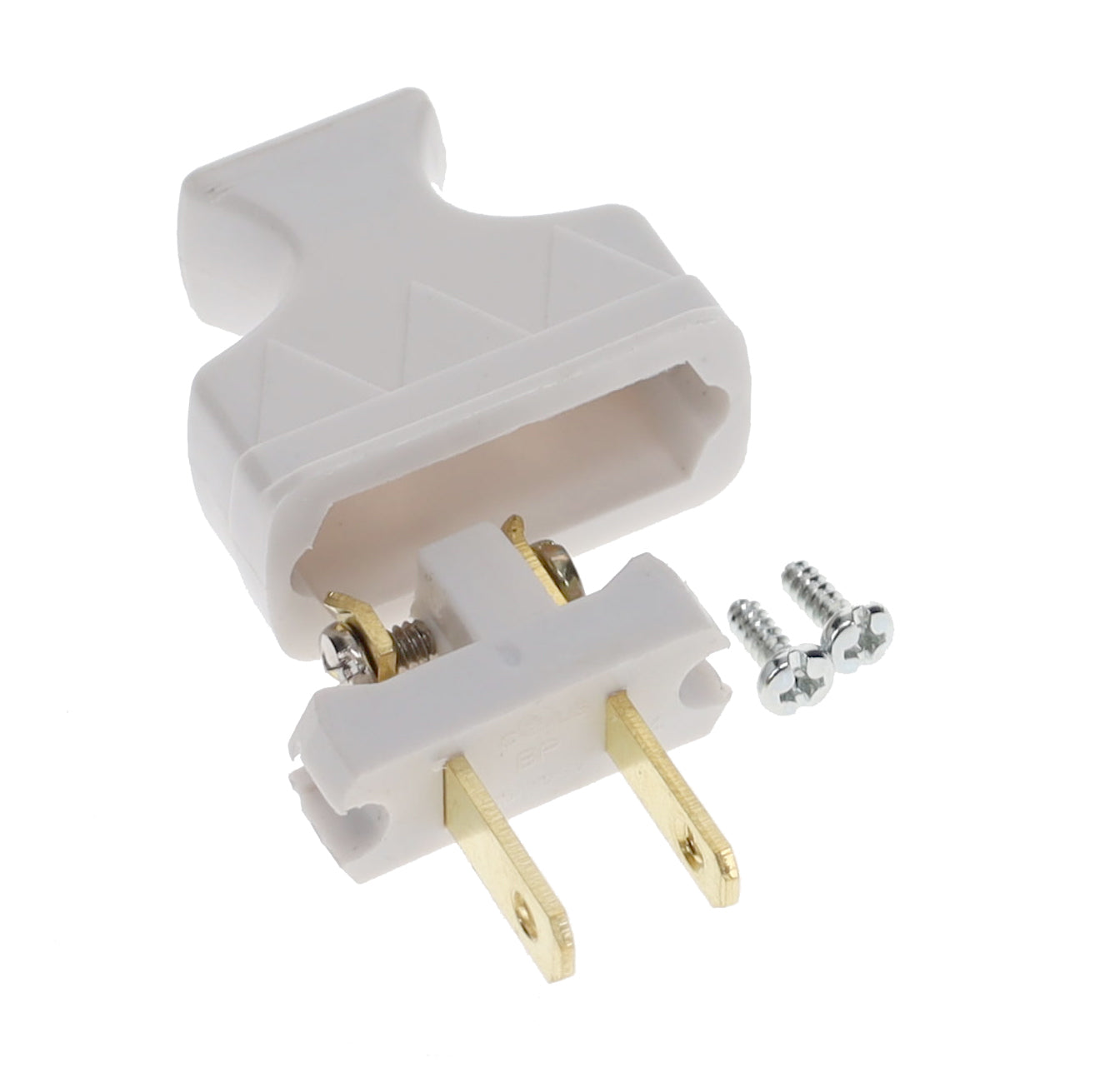 B&P Lamp Brand Early Shark Tooth Bakelite Style Straight Blade Plug, Polarized, White (48581W)