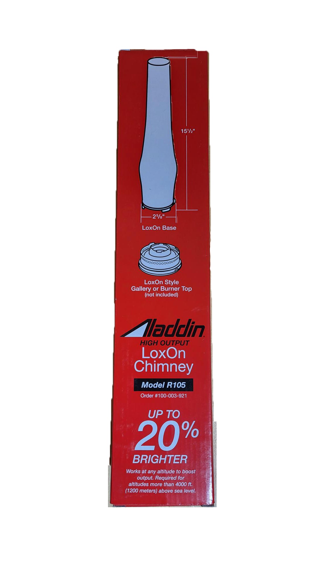 Aladdin Brand Lox-On High Output Chimney, 2 5/8" Fitter, 15 1/2" Tall (57959)