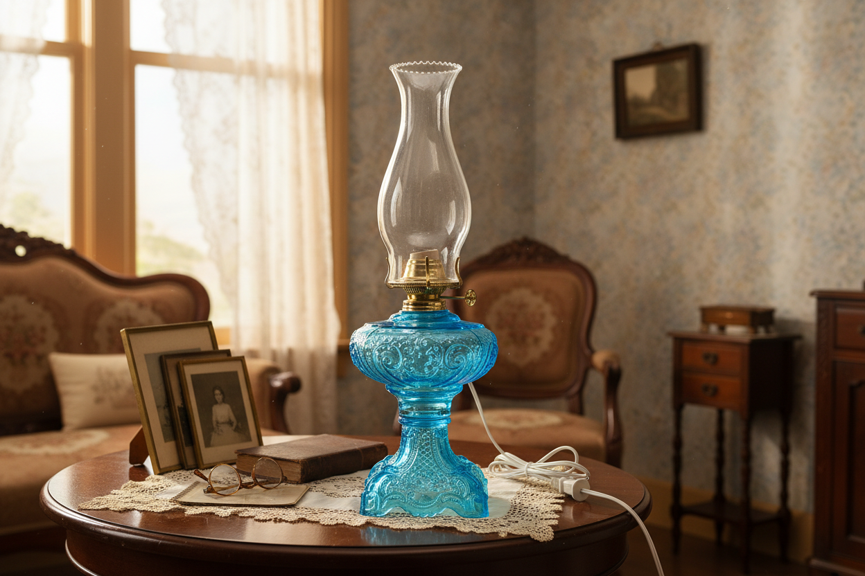 20" Tall Electric Princess Feather Oil Lamps Complete with Electric Burner and Chimney (67500E)