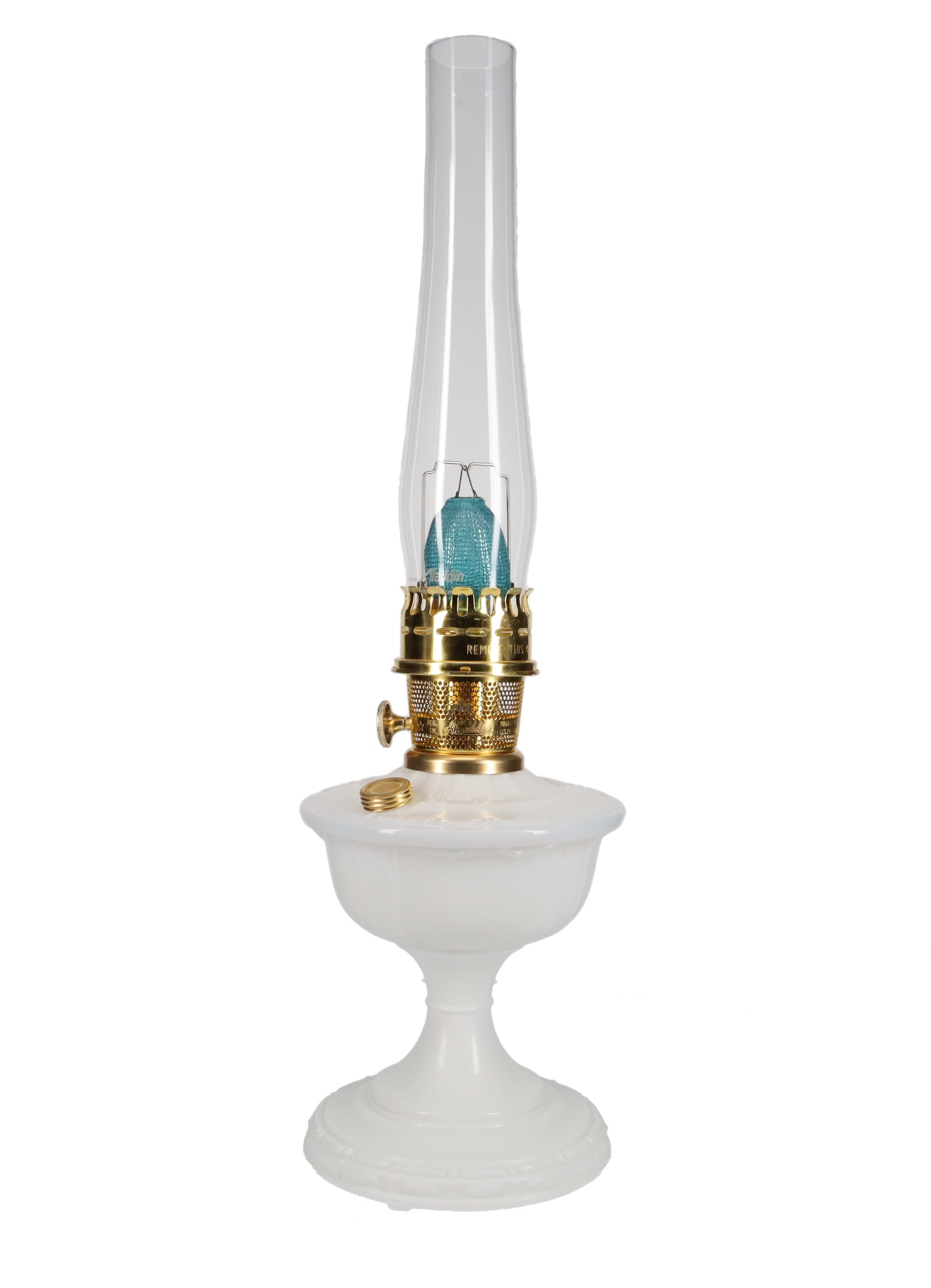 Aladdin Alexandria Milk Glass Table Lamp with Brass Burner